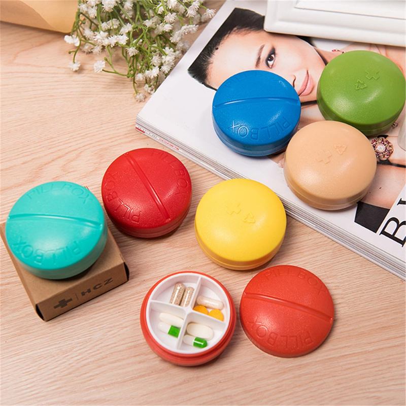 Portable Medicine Drug Jewelry Storage Box 4 Slots Colorful Pills Modeling Organizer Ιατρική Θήκη Χαπιών