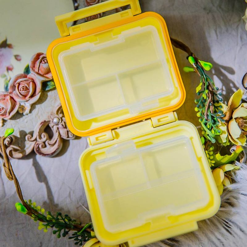 Square Pill Box Fashion Διπλής Στρώσης Πλαστική Θήκη 6 Small Boxes Organizer Φορητή Για Ταμπλέτες