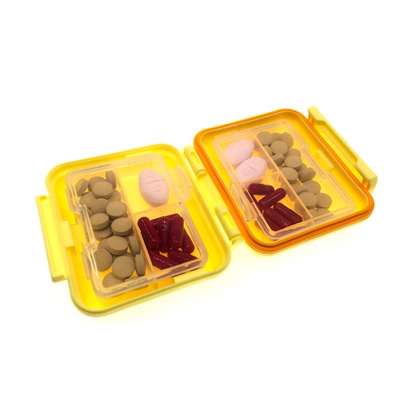 Square Pill Box Fashion Διπλής Στρώσης Πλαστική Θήκη 6 Small Boxes Organizer Φορητή Για Ταμπλέτες