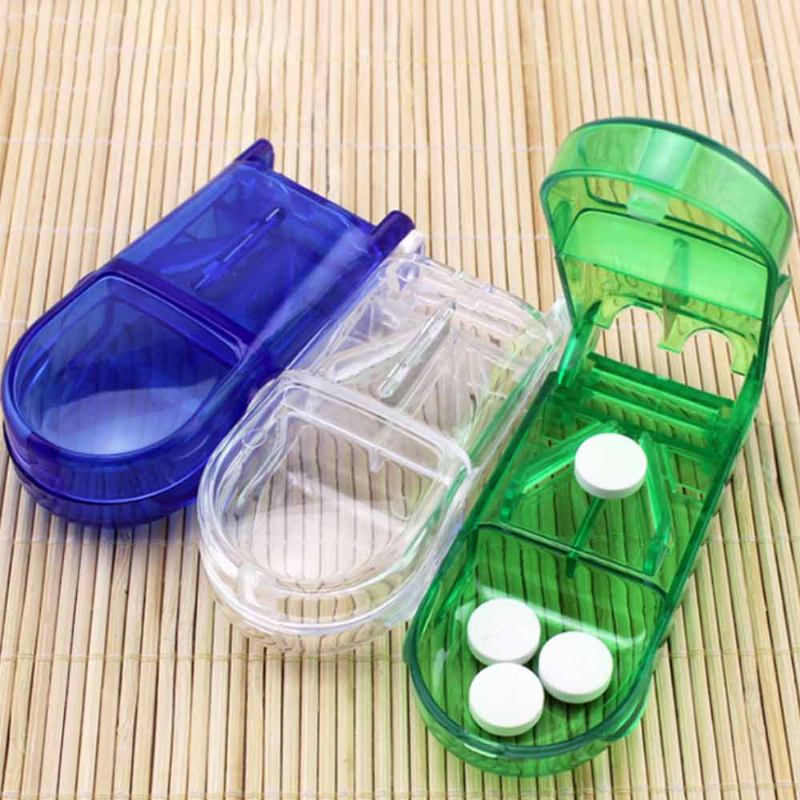 Tablet Cutter Splitter Portable Translucent Pill Storage Box Medicine Holder