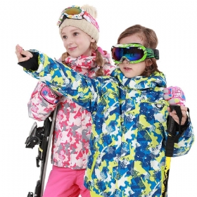 Phibee Παιδική Στολή Σκι Για Υπαίθρια Δραστηριότητα Παχύ Αντιανεμικό Χειμερινό Μπουφάν Και Παντελόνι Θερμικά Και Κατά Των Ρούχων Εξωτερική Ένδυση