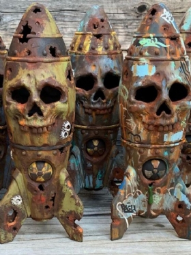 1 Η/υ Halloween Skull Bomb Resin Στολίδι Μικρή Πυρηνική Κεφαλή Για Διακόσμηση Επιφάνειας Εργασίας Σπιτιού Στον Κήπο Yard