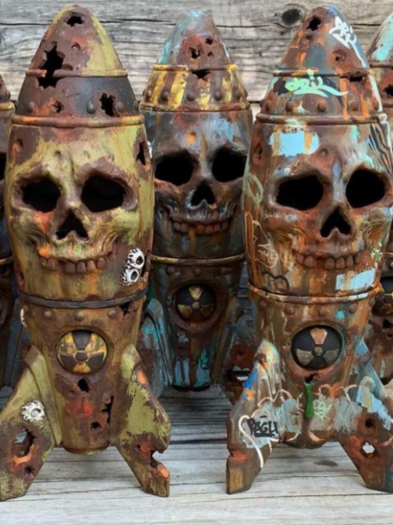 1 Η/υ Halloween Skull Bomb Resin Στολίδι Μικρή Πυρηνική Κεφαλή Για Διακόσμηση Επιφάνειας Εργασίας Σπιτιού Στον Κήπο Yard