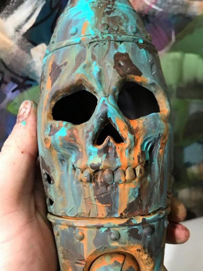 1 Η/υ Halloween Skull Bomb Resin Στολίδι Μικρή Πυρηνική Κεφαλή Για Διακόσμηση Επιφάνειας Εργασίας Σπιτιού Στον Κήπο Yard