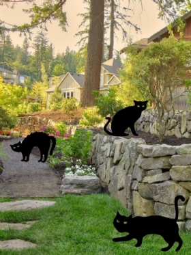 1 Pc Ακρυλικό Μαύρη Γάτα Σχήμα Κήπου Διακόσμηση Εξωτερικού Χώρου Για Φράχτη Γκαζόν Ένθετη Κάρτα
