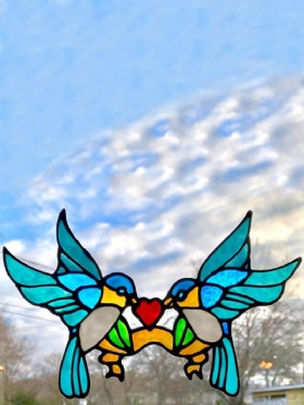 1 Pc Ακρυλικό Πολύχρωμο Bird Peck Σε Σχήμα Καρδιάς Λεκιασμένα Στολίδια Suncatcher Κρεμαστό Πάνελ Παραθύρου Διακόσμηση Σπιτιού Δώρο Για Την Ημέρα Του Αγίου Βαλεντίνου