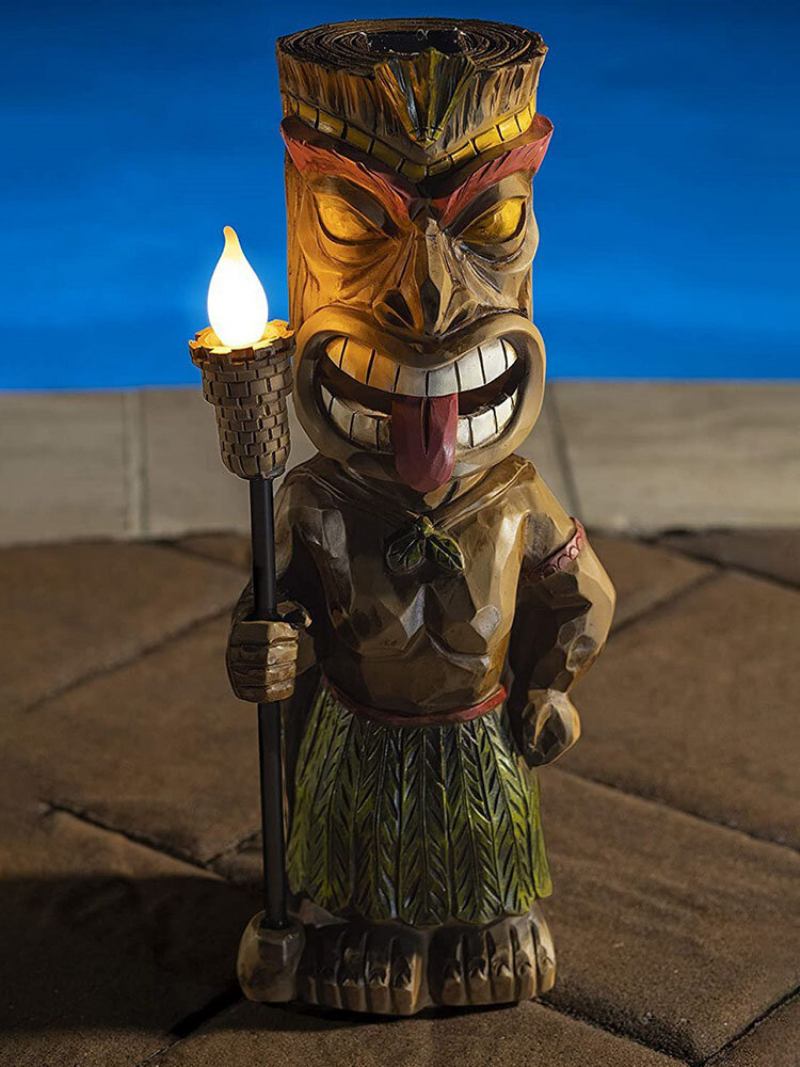 1 Pc Creative Vintage Φιγούρα Tribal Totem Γλυπτό Από Ρητίνη Με Φως Led Που Τρεμοπαίζει Φωτιστικό Εσωτερικής Αυλής Κήπου Διακόσμηση Φωτιστικών