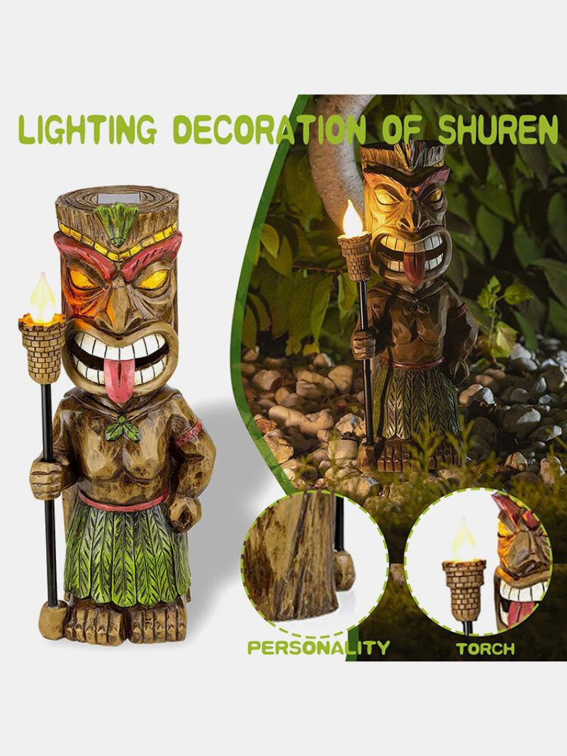 1 Pc Creative Vintage Φιγούρα Tribal Totem Γλυπτό Από Ρητίνη Με Φως Led Που Τρεμοπαίζει Φωτιστικό Εσωτερικής Αυλής Κήπου Διακόσμηση Φωτιστικών