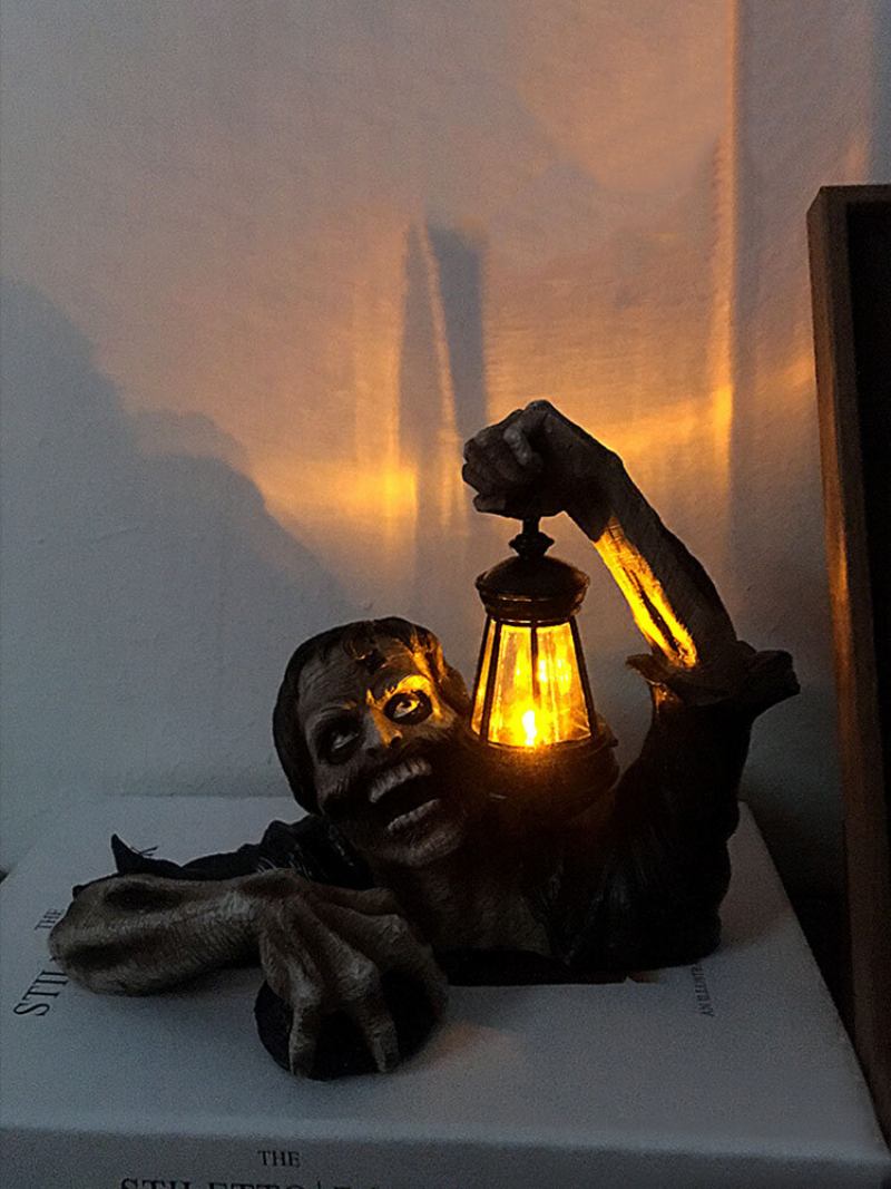 1 Pc Lantern Zombie Resin Άγαλμα Κήπος Τοπίο Διακόσμηση Αρχικής Επιφάνειας Εργασίας Προσωπικότητα Τρόμου Χαρακτήρας Γλυπτό Απόκριες Χειροτεχνίες