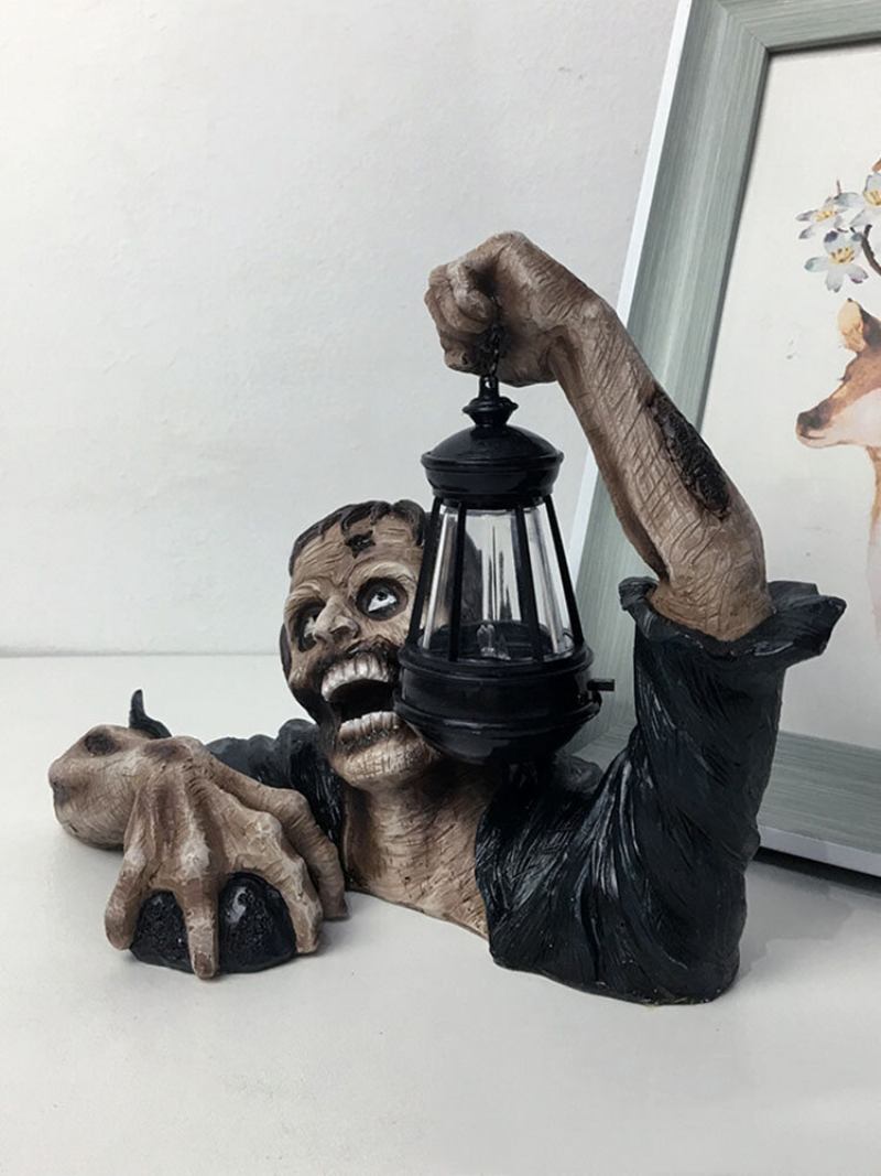 1 Pc Lantern Zombie Resin Άγαλμα Κήπος Τοπίο Διακόσμηση Αρχικής Επιφάνειας Εργασίας Προσωπικότητα Τρόμου Χαρακτήρας Γλυπτό Απόκριες Χειροτεχνίες