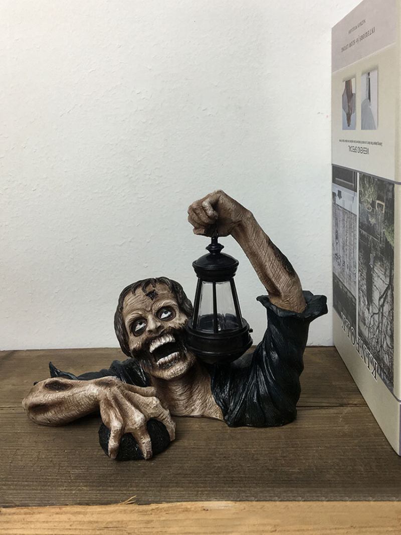 1 Pc Lantern Zombie Resin Άγαλμα Κήπος Τοπίο Διακόσμηση Αρχικής Επιφάνειας Εργασίας Προσωπικότητα Τρόμου Χαρακτήρας Γλυπτό Απόκριες Χειροτεχνίες