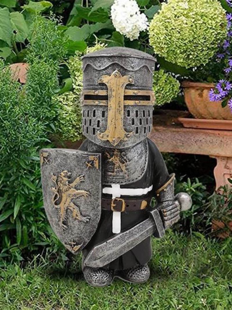 1 Pc Resin Knight Gnomes Κήπος Πόλεμος Άγαλμα Διακόσμηση Επιφάνειας Εργασίας Στολίδι Γλυπτό Στρατιώτης Μινιατούρα Φιγούρες Συλλογή Σπιτιού