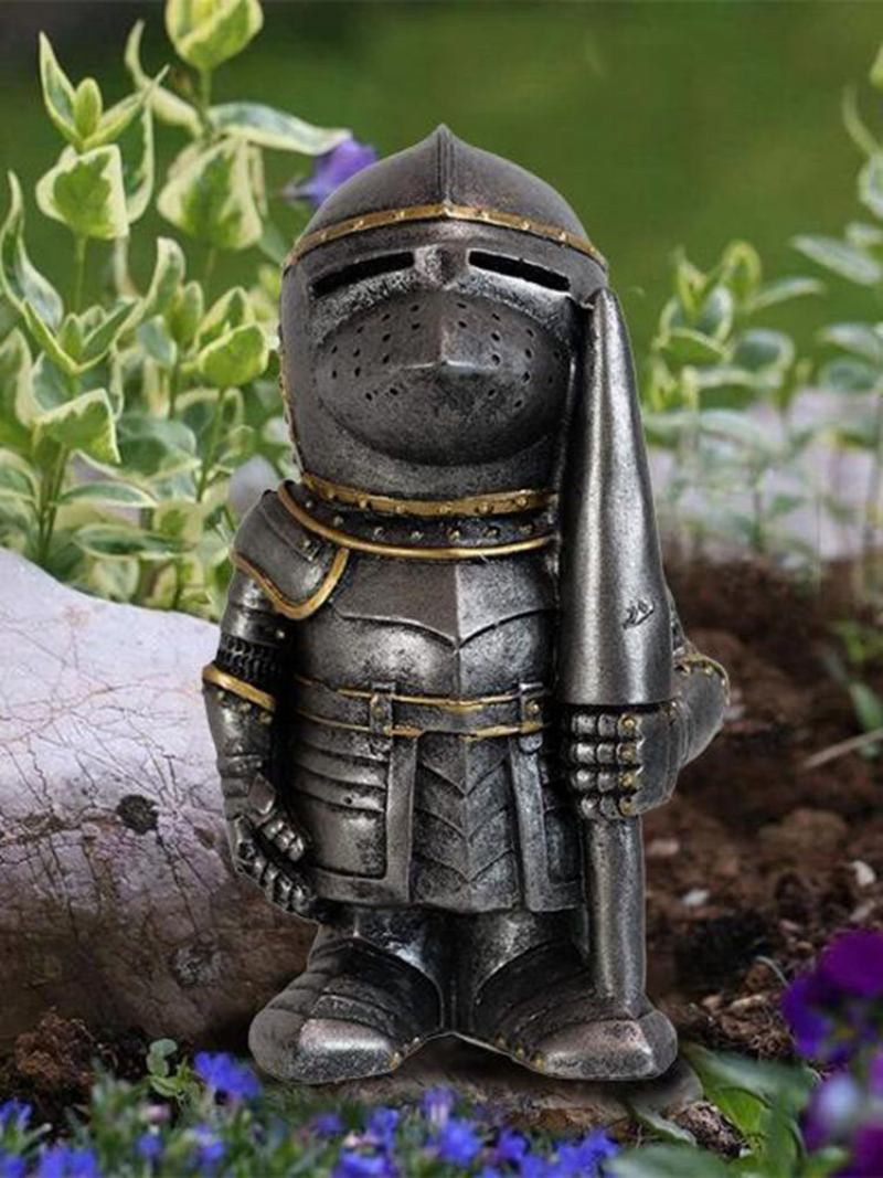 1 Pc Resin Knight Gnomes Κήπος Πόλεμος Άγαλμα Διακόσμηση Επιφάνειας Εργασίας Στολίδι Γλυπτό Στρατιώτης Μινιατούρα Φιγούρες Συλλογή Σπιτιού