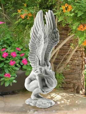 1 Pc Resin Vintage Hold Legs Memorial Angel Redemption Statue Χειροτεχνία Φτερά Αγγέλου Γλυπτό Εξωτερικού Κήπου Ειδώλια Διακόσμηση