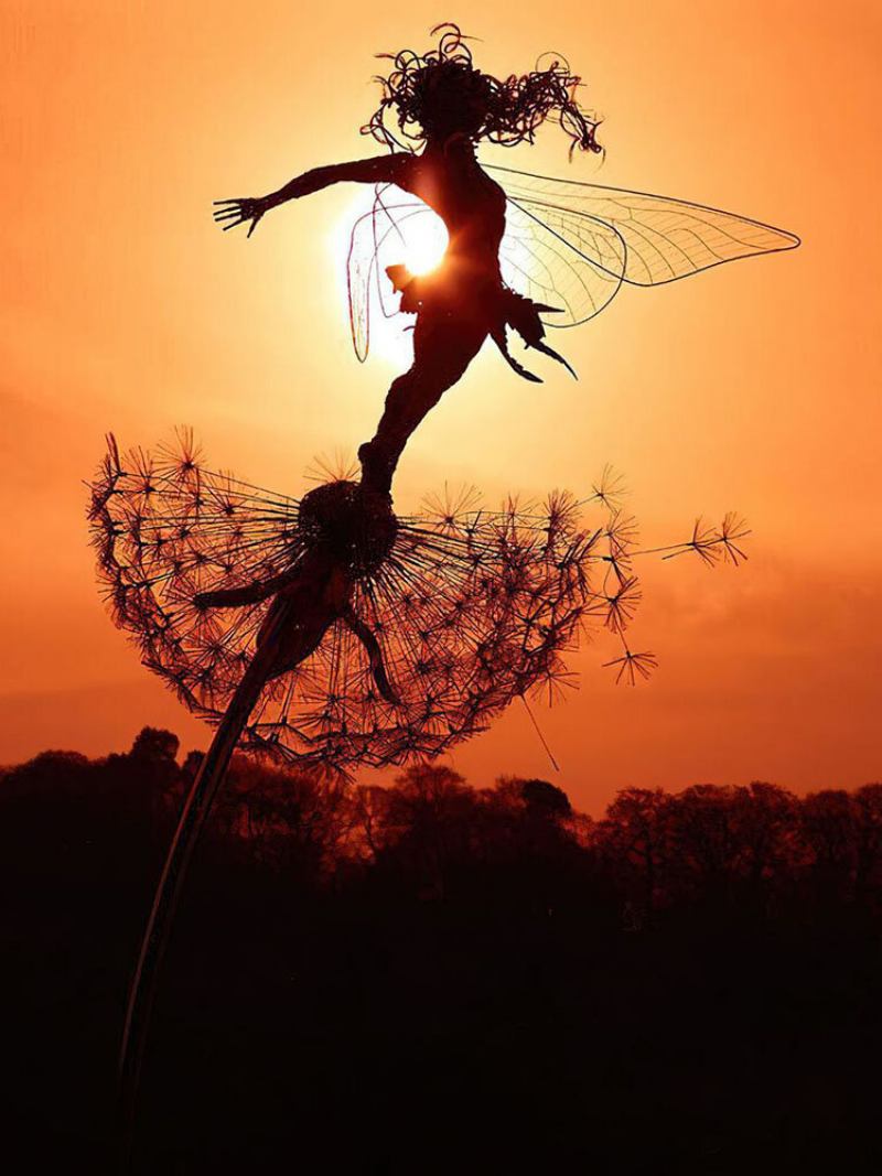 1 Τεμ. Flower Fairy Elf Naughty Spirits Dancing Perfect Wonderland Silhouette Μεταλλικό Γκαζόν Τοπίο Γλυπτό Διακόσμηση Κήπου