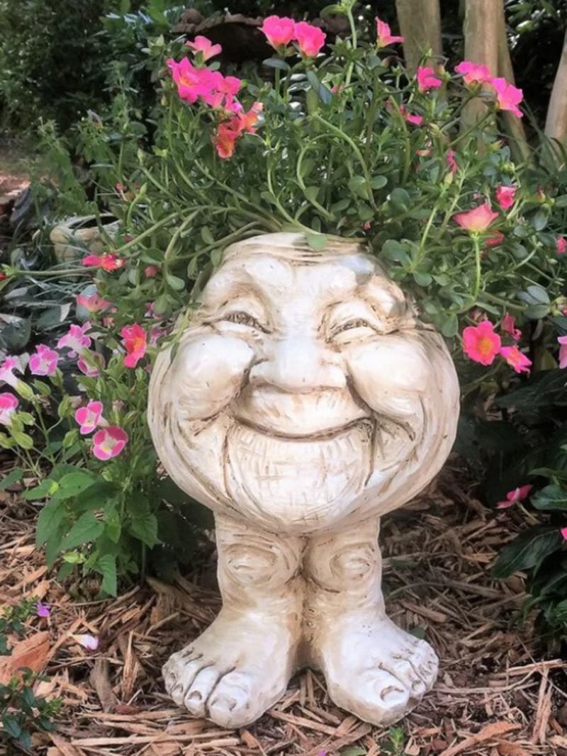 1pc Funny Expression Muggly's The Face Statue Planter Νήμα Κήπου Γλυπτό Διακόσμηση Γλάστρα Φυτών Λουλουδιών