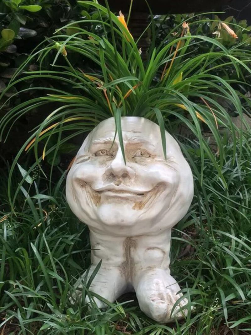 1pc Funny Expression Muggly's The Face Statue Planter Νήμα Κήπου Γλυπτό Διακόσμηση Γλάστρα Φυτών Λουλουδιών