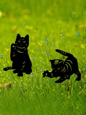 1pc Καινοτόμο Ακρυλικό Προσομοίωση Cartoon Cat Decor Outdoor Garden Insert Card Art Hollow Decoration Crafts Διακοσμητικά Αυλής Σπιτιού