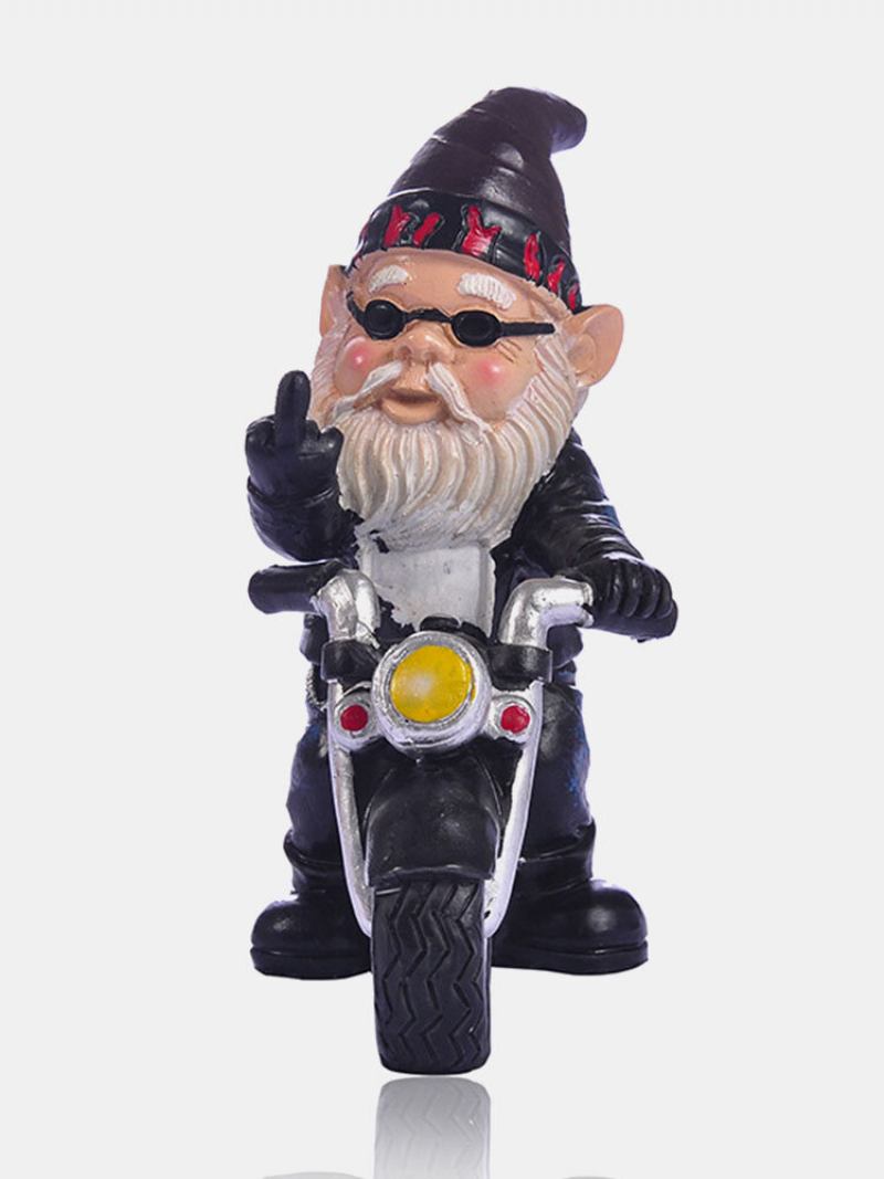 1pc Resin Naughty Gnome Dwarf Garden Decoration Άγαλμα Μοτοσυκλέτας White Old Man Αξεσουάρ Κήπου Διακόσμηση Γραφείου