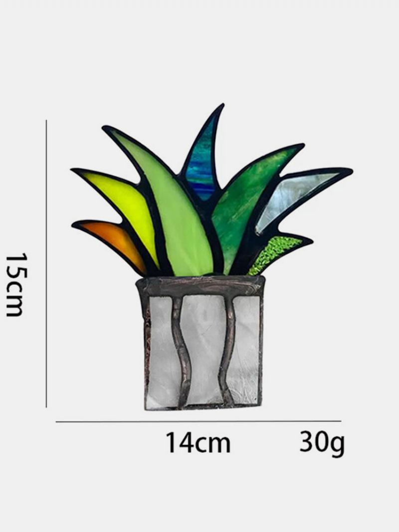 Ακρυλικό Suncatcher Stained Agave Aloe Potted Plant Flower Pot Garden Home Στολίδι