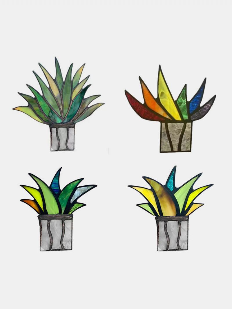 Ακρυλικό Suncatcher Stained Agave Aloe Potted Plant Flower Pot Garden Home Στολίδι