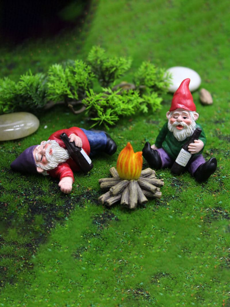 Dwarfs Funny Miniatures Fairy Garden Beeing Drunk Gnome Ξωτικά Στολίδια Χειροτεχνίας Εξωτερικής Ρητίνης Bonsai Διακόσμηση Κήπου