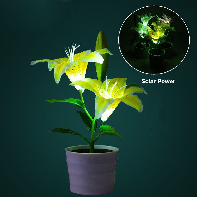 Led Solar Powered Lily Flower Stake Κήπος Αυλή Φως Τοπίο Εξωτερική Διακόσμηση