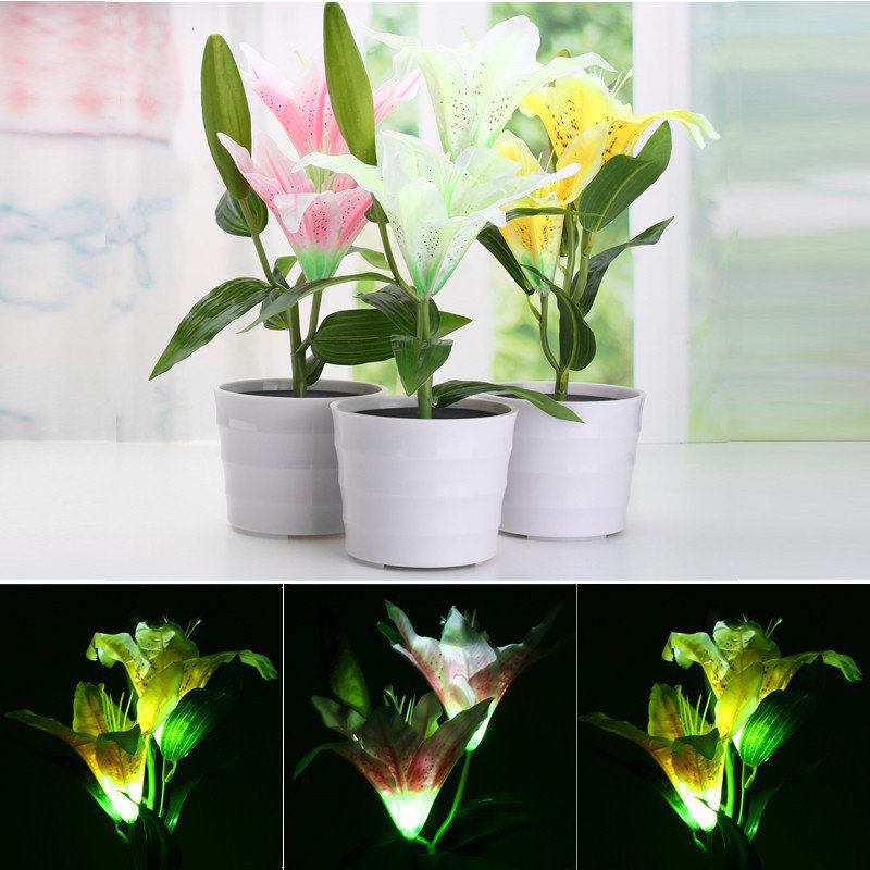 Led Solar Powered Lily Flower Stake Κήπος Αυλή Φως Τοπίο Εξωτερική Διακόσμηση