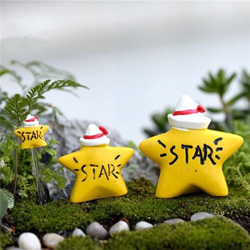 Micro Yellow Star Landscape Resin Potted Plant Microlandschaft Garden Diy Ornaments