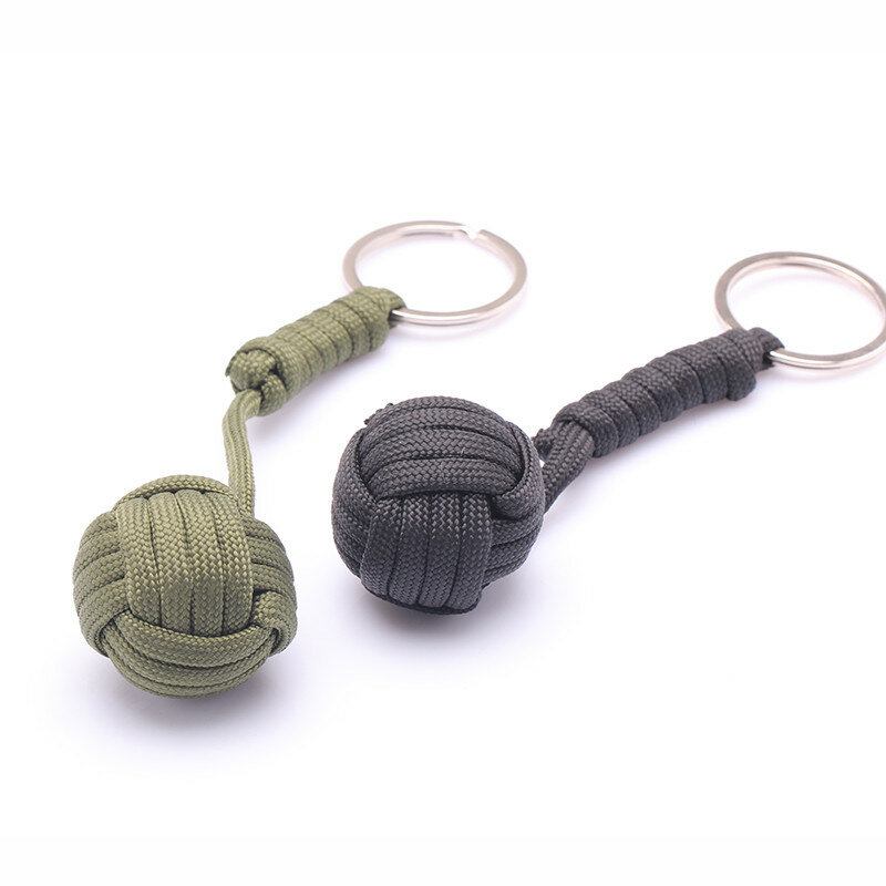 Προστασία Ασφαλείας Monkey Fist Steel Ball Bearing Self Defense Lanyard Survival Keychain Blac