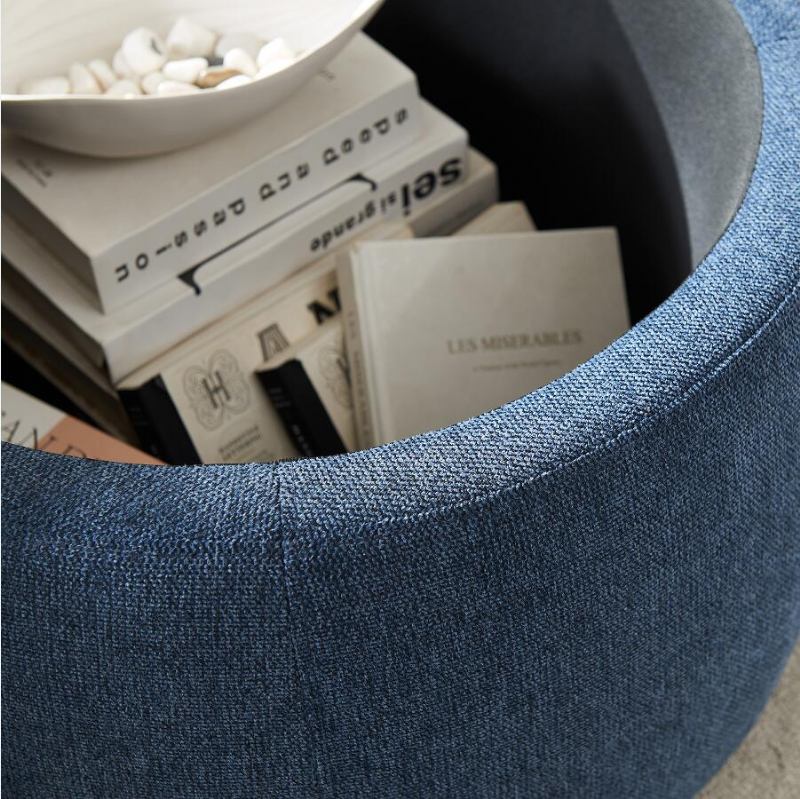 Round Storage Ottoman 2 Σε 1 Λειτουργία Ως Τελικό Τραπέζι Και Navy (25.5x25.5x14.5 Ίντσες)