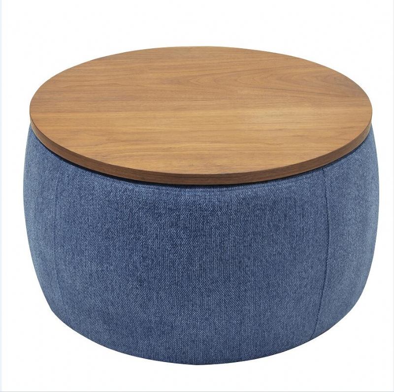 Round Storage Ottoman 2 Σε 1 Λειτουργία Ως Τελικό Τραπέζι Και Navy (25.5x25.5x14.5 Ίντσες)