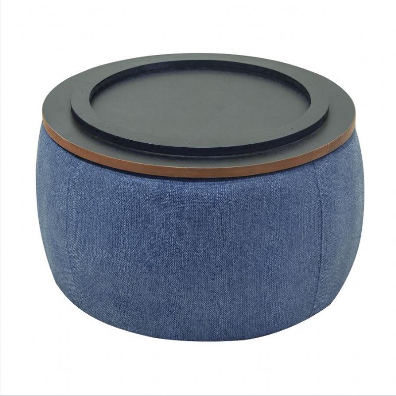 Round Storage Ottoman 2 Σε 1 Λειτουργία Ως Τελικό Τραπέζι Και Navy (25.5x25.5x14.5 Ίντσες)