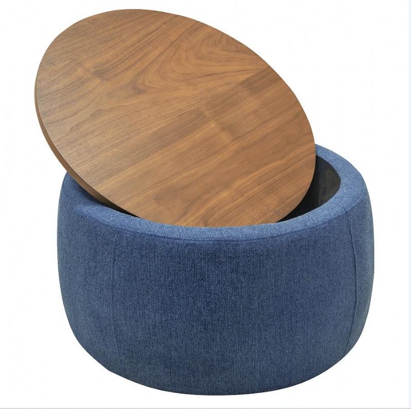 Round Storage Ottoman 2 Σε 1 Λειτουργία Ως Τελικό Τραπέζι Και Navy (25.5x25.5x14.5 Ίντσες)