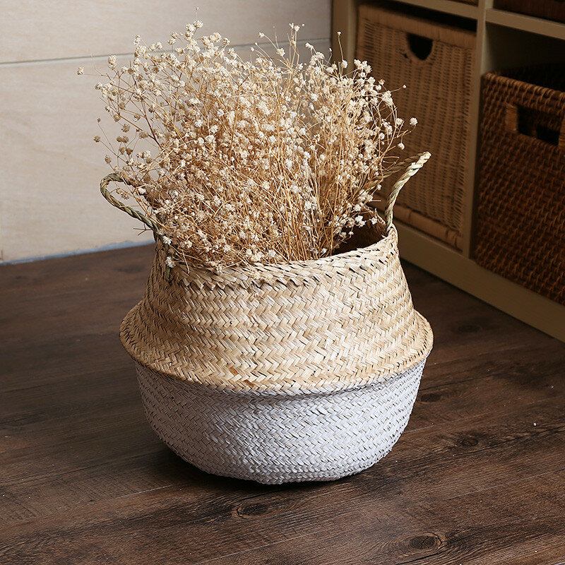 Seagrass Belly Storage Baskets Shopping Bag Box Organizer Plant Pot