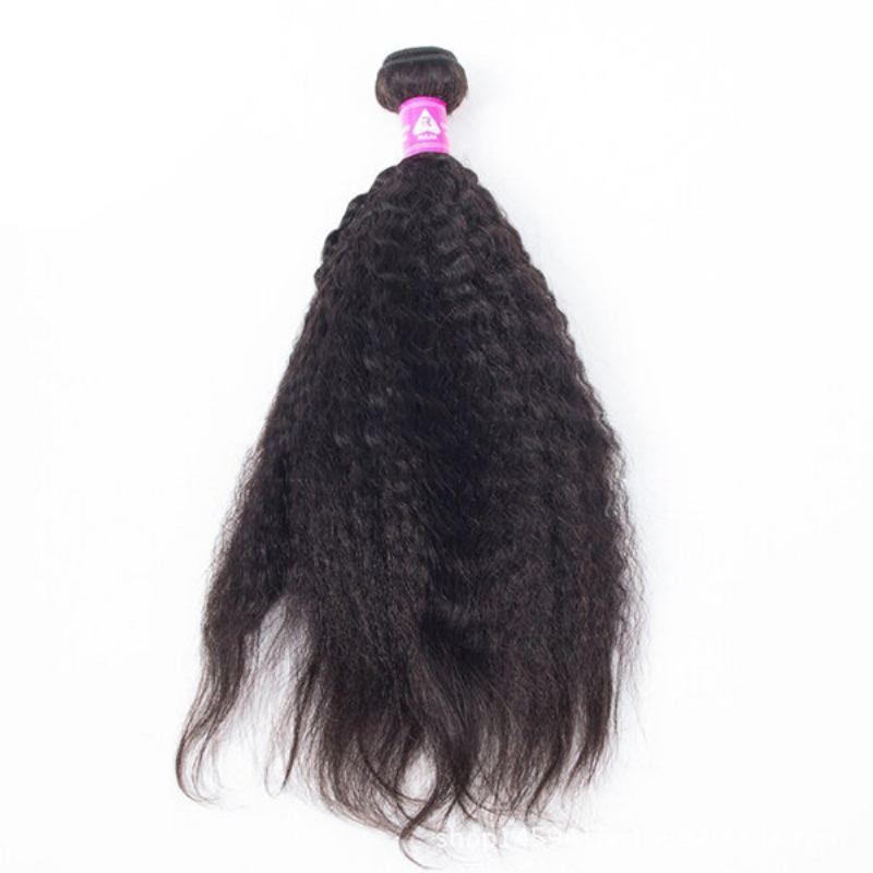 1 Δέσμη Kinky Straight Yaki 100% Brazilian Human Virgin Hair Extension Weave Bundles Nature Color