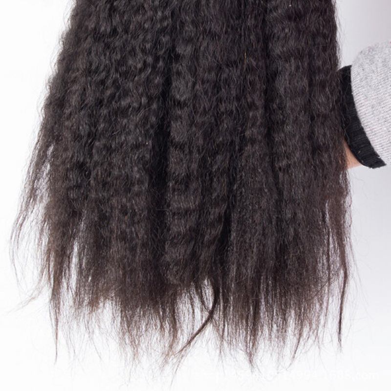 1 Δέσμη Kinky Straight Yaki 100% Brazilian Human Virgin Hair Extension Weave Bundles Nature Color