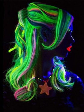 11 Χρώματα Φωτεινή Μακριά Ίσια Περούκα Halloween Single Clip Συνθετικά Extension Μαλλιών