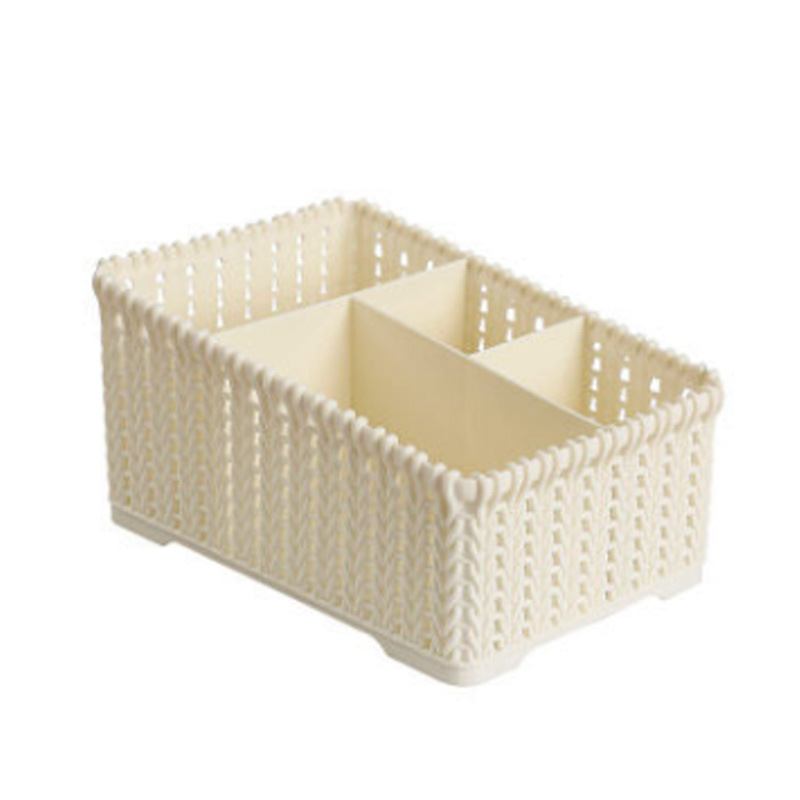 Rattan Desktop Storage Box Plastic Sundries Τηλεχειριστήριο Υπνοδωμάτιο Διπλής Σειράς Stationery Cosmetics Organizer