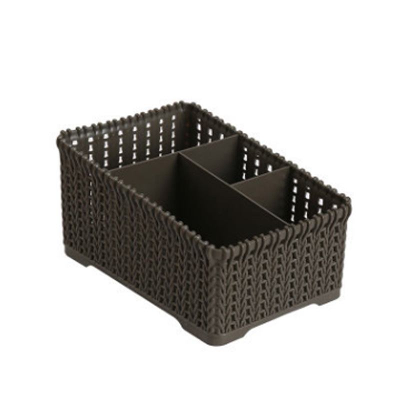 Rattan Desktop Storage Box Plastic Sundries Τηλεχειριστήριο Υπνοδωμάτιο Διπλής Σειράς Stationery Cosmetics Organizer