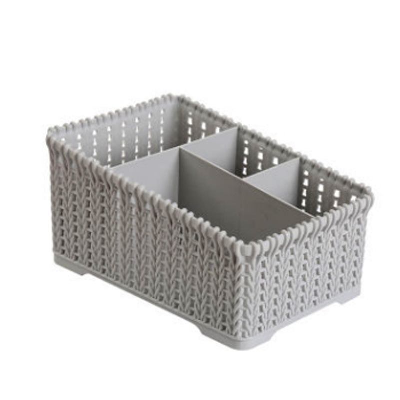 Rattan Desktop Storage Box Plastic Sundries Τηλεχειριστήριο Υπνοδωμάτιο Διπλής Σειράς Stationery Cosmetics Organizer