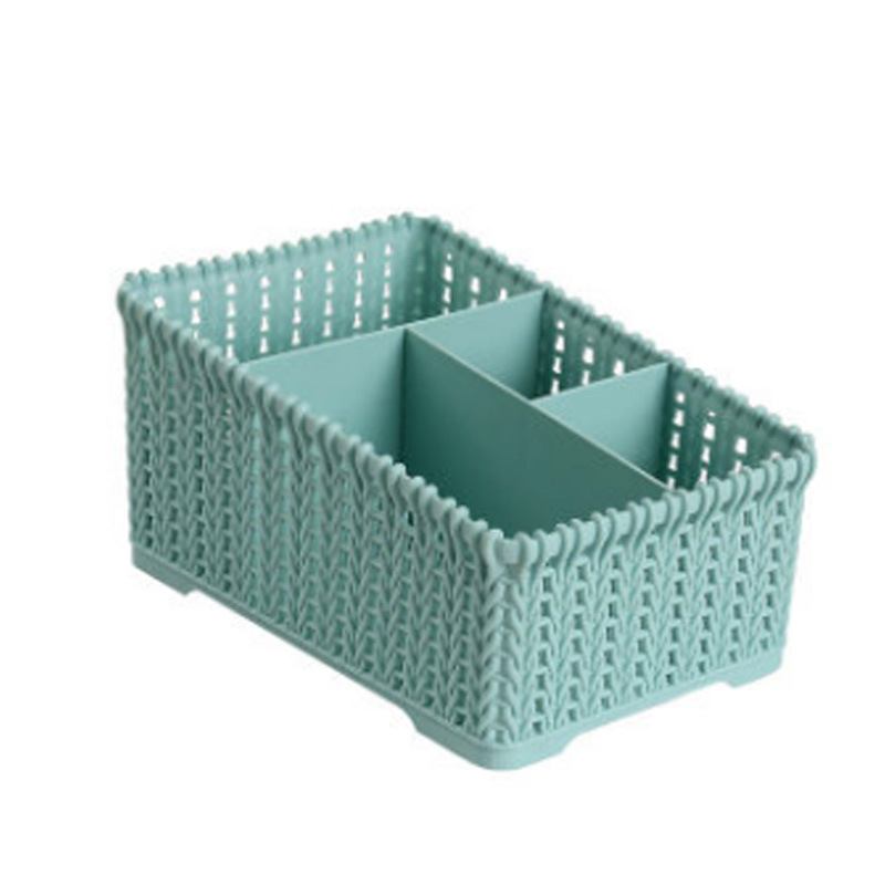 Rattan Desktop Storage Box Plastic Sundries Τηλεχειριστήριο Υπνοδωμάτιο Διπλής Σειράς Stationery Cosmetics Organizer