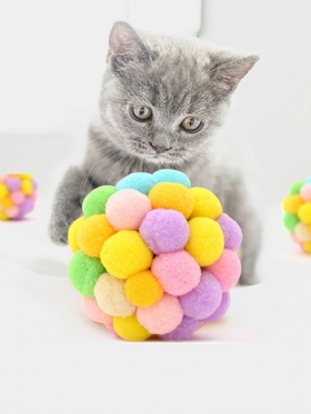 1pc Funny Cat Interactive Ball Toy Pet Interesting Colorful Handmade Bell Bouncy Πλούσιο Rainbow Προμήθειες Για Κατοικίδια
