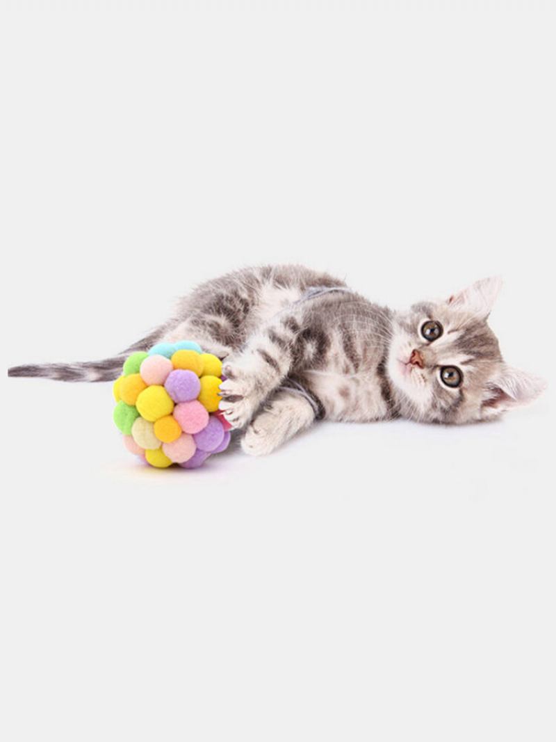 1pc Funny Cat Interactive Ball Toy Pet Interesting Colorful Handmade Bell Bouncy Πλούσιο Rainbow Προμήθειες Για Κατοικίδια