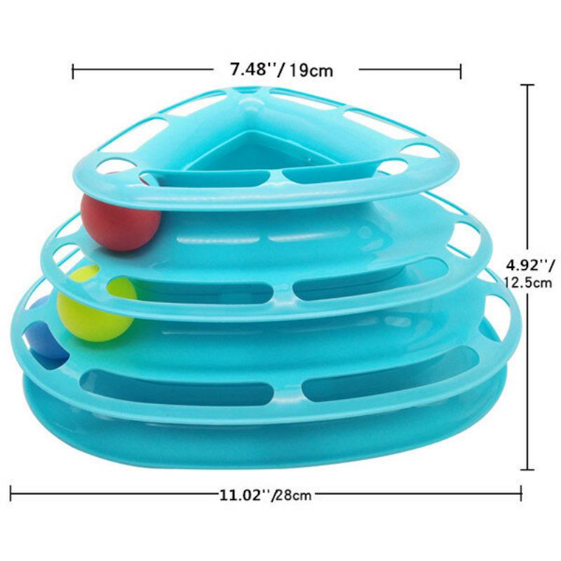 3colors Funny Cat Toy Tower With Balls Turntable Ball Kitty Plastic Play Interactive