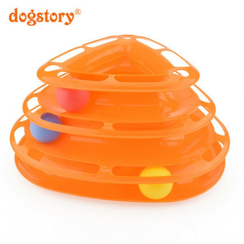 3colors Funny Cat Toy Tower With Balls Turntable Ball Kitty Plastic Play Interactive