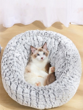 Φωτοβολταϊκό Μακρύ Βελούδινο Στρογγυλό Κρεβάτι Κατοικίδιων Ζώων Ρείθρων Για Σκύλους Γάτα Άνετο Μαξιλάρι Ύπνου Ρυθμιζόμενο