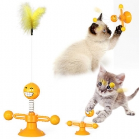 Νέα Προϊόντα Κατοικίδιων Ζώων Hot Style Spring People Wheel Windmill Cat Toy Cat Fighting With The Cat Stick Moq 100 Set