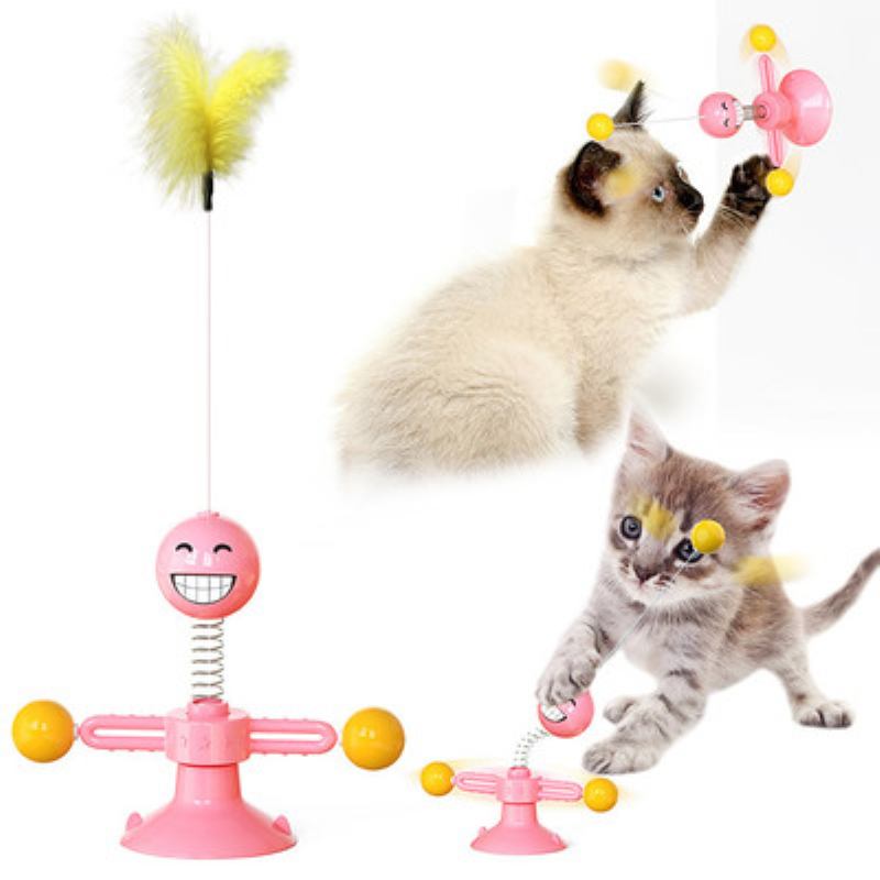 Νέα Προϊόντα Κατοικίδιων Ζώων Hot Style Spring People Wheel Windmill Cat Toy Cat Fighting With The Cat Stick Moq 100 Set