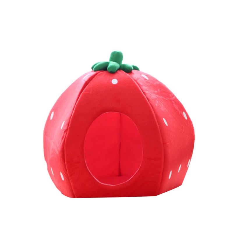 Strawberry Cat House Που Πλένεται Μαλακό Ανθεκτικό Αποσπώμενη Φωλιά Κατοικίδιων Φθινοπωρινή Χειμερινή Αξεσουάρ Για Κατοικίδια Παχύ Κρεβάτι Για